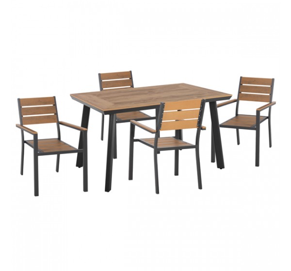 ΣΕΤ ΤΡΑΠΕΖΑΡΙΑΣ TABER HM21197 ΤΡΑΠΕΖΙ & 4 ΠΟΛΥΘΡΟΝΕΣ-ΑΛΟΥΜΙΝΙΟ & POLYWOOD-ΑΝΘΡΑΚΙ