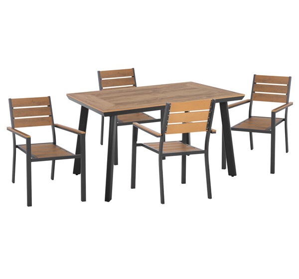 ΣΕΤ ΤΡΑΠΕΖΑΡΙΑΣ TABER HM21197 ΤΡΑΠΕΖΙ & 4 ΠΟΛΥΘΡΟΝΕΣ-ΑΛΟΥΜΙΝΙΟ & POLYWOOD-ΑΝΘΡΑΚΙ