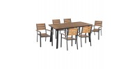 ΣΕΤ ΤΡΑΠΕΖΑΡΙΑΣ TABER HM21198 ΤΡΑΠΕΖΙ & 6 ΠΟΛΥΘΡΟΝΕΣ-ΑΛΟΥΜΙΝΙΟ & POLYWOOD-ΑΝΘΡΑΚΙ
