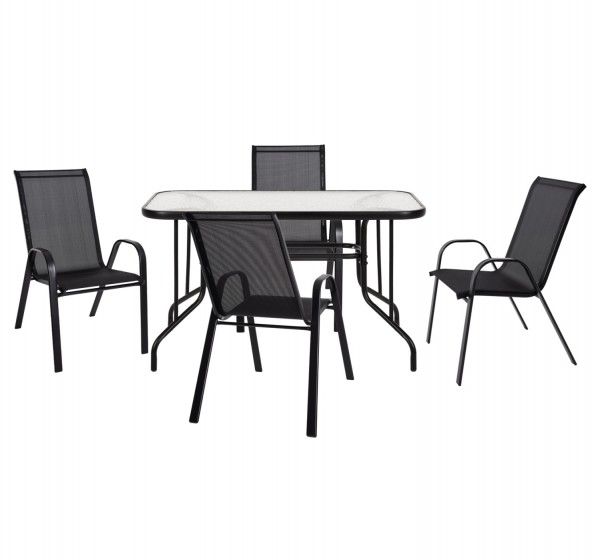 ΣΕΤ ΤΡΑΠΕΖΑΡΙΑΣ 5ΤΜΧ HM5193.13 ΜΕΤΑΛΛΙΚO ΜΕ 4 ΚΑΡΕΚΛΕΣ & ΤΡΑΠΕΖΙ 110x60 ΜΑΥΡΟ