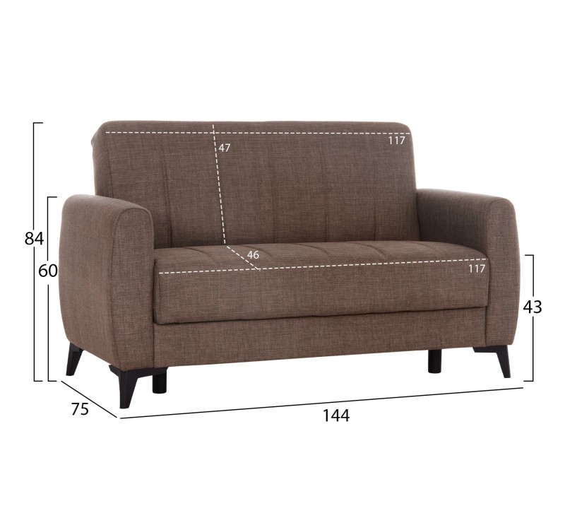 ΚΑΝΑΠΕΣ ΚΡΕΒΑΤΙ ΜΕ ΑΠΟΘ.ΧΩΡΟ ΔΙΘΕΣΙΟΣ NIKKO HM3293.02 ΚΑΦΕ ΥΦΑΣΜΑ 144x75x84Υεκ.