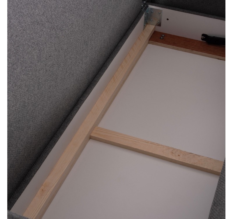 ΓΩΝΙΑΚΟΣ ΚΑΝΑΠΕΣ-ΚΡΕΒΑΤΙ ΜΕ ΑΠΟΘ.ΧΩΡΟ SAFFIRA HM3303.01R ΓΚΡΙ ΥΦΑΣΜΑ 270x195x100Υεκ.