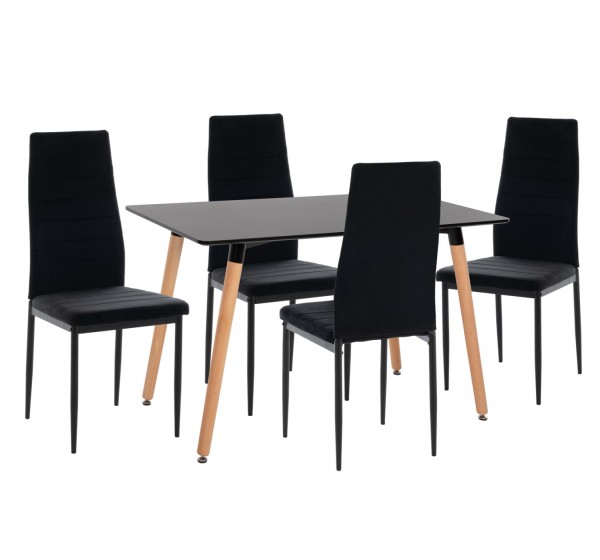 ΣΕΤ ΤΡΑΠΕΖΑΡΙΑΣ 5ΤΜΧ MINIMAL HM21173 MDF TOP ΜΑΥΡΟ-ΒΕΛΟΥΔΟ & ΜΕΤΑΛΛΟ ΜΑΥΡΟ