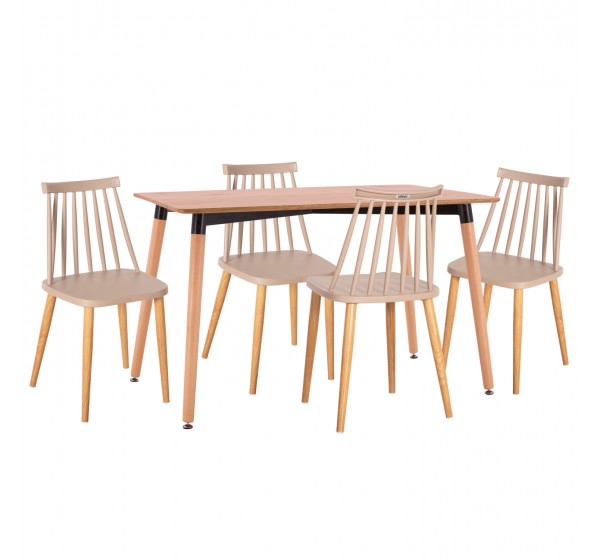 ΣΕΤ ΤΡΑΠΕΖΑΡΙΑΣ 5ΤΜΧ VANESSA HM21181 MDF TOP ΣΕ ΦΥΣΙΚΟ-ΣΚΕΛΕΤΟΣ ΣΕ ΦΥΣΙΚΟ