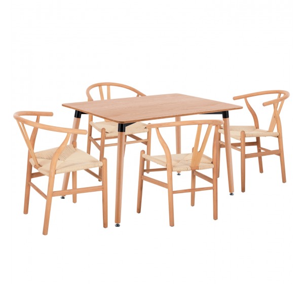 ΣΕΤ ΤΡΑΠΕΖΑΡΙΑΣ 5ΤΜΧ BRAVE HM21182 MDF TOP-ΞΥΛΟ ΟΞΙΑΣ & PAPER ROPE ΣΕ ΦΥΣΙΚΟ