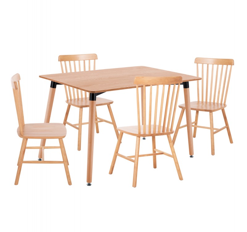 ΣΕΤ ΤΡΑΠΕΖΑΡΙΑΣ 5ΤΜΧ LUCIEN HM21183 MDF TOP & ΞΥΛΟ ΟΞΙΑΣ ΣΕ ΦΥΣΙΚΟ ΧΡΩΜΑ