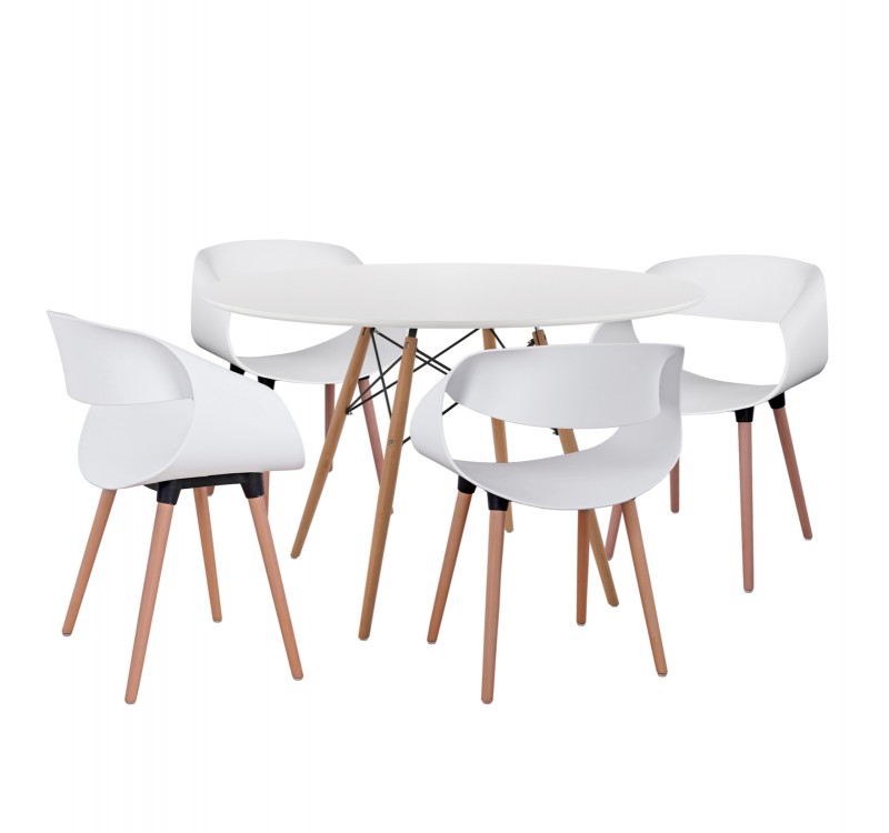 ΣΕΤ ΤΡΑΠΕΖΑΡΙΑΣ 5ΤΜΧ MAGGIE HM21186 MDF TOP & ΠΟΛΥΠΡΟΠΥΛΕΝΙΟ ΣΕ ΛΕΥΚΟ ΧΡΩΜΑ