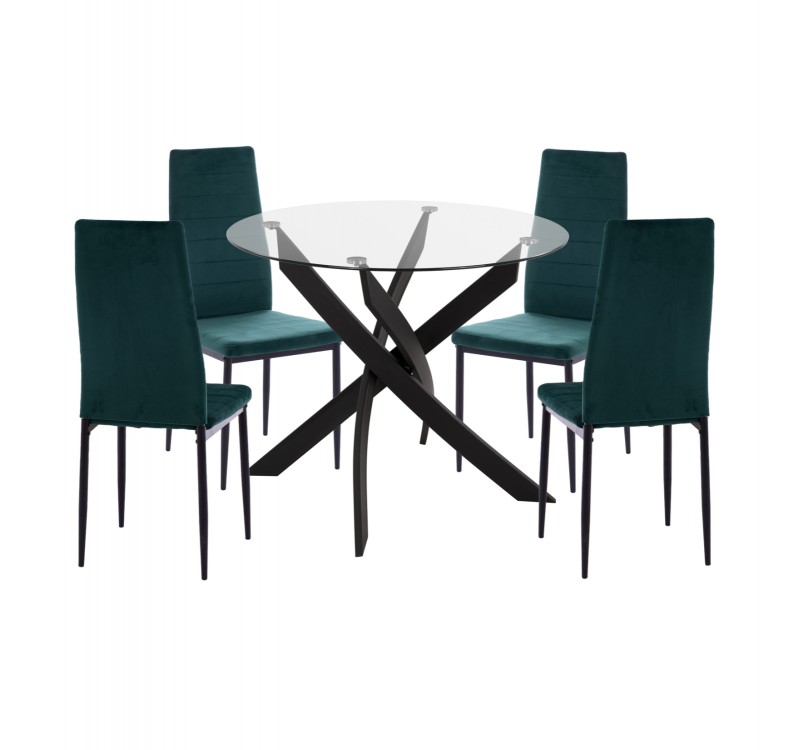 ΣΕΤ ΤΡΑΠΕΖΑΡΙΑΣ 5ΤΜΧ LADY HM21199.03 ΓΥΑΛΙ--ΜΕΤΑΛΛΟ ΣΕ ΜΑΥΡΟ & ΒΕΛΟΥΔΟ ΚΥΠΑΡΙΣΣΙ