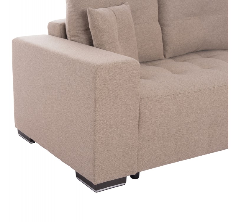 ΓΩΝΙΑΚΟΣ ΚΑΝΑΠΕΣ-ΚΡΕΒΑΤΙ ΜΕ ΑΠΟΘ.ΧΩΡΟ TRENDSTON HM3302.03R ΜΠΕΖ ΥΦΑΣΜΑ 298x177x95Υεκ