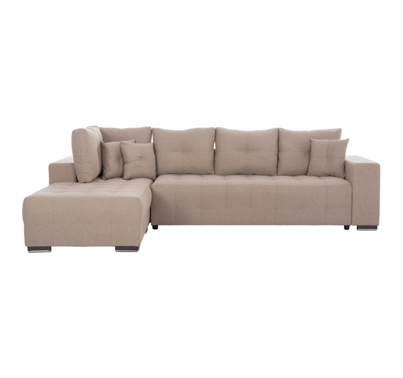 ΓΩΝΙΑΚΟΣ ΚΑΝΑΠΕΣ-ΚΡΕΒΑΤΙ ΜΕ ΑΠΟΘ.ΧΩΡΟ TRENDSTON HM3302.03L ΜΠΕΖ ΥΦΑΣΜΑ 298x177x95Υεκ