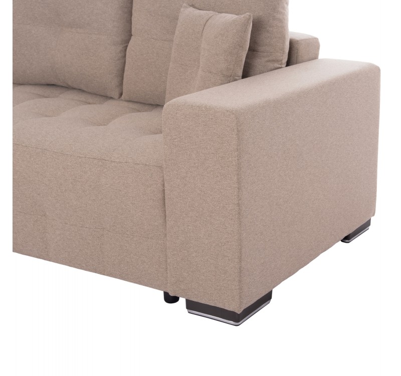 ΓΩΝΙΑΚΟΣ ΚΑΝΑΠΕΣ-ΚΡΕΒΑΤΙ ΜΕ ΑΠΟΘ.ΧΩΡΟ TRENDSTON HM3302.03L ΜΠΕΖ ΥΦΑΣΜΑ 298x177x95Υεκ