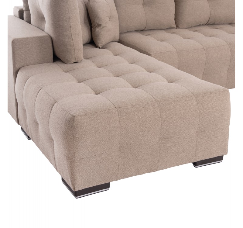 ΓΩΝΙΑΚΟΣ ΚΑΝΑΠΕΣ-ΚΡΕΒΑΤΙ ΜΕ ΑΠΟΘ.ΧΩΡΟ TRENDSTON HM3302.03L ΜΠΕΖ ΥΦΑΣΜΑ 298x177x95Υεκ