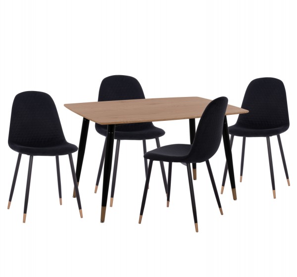 ΣΕΤ ΤΡΑΠΕΖΑΡΙΑΣ 5ΤΜΧ ALIZA HM11196.09 MDF TOP-ΒΕΛΟΥΔΟ & ΜΕΤΑΛΛΟ ΣΕ ΜΑΥΡΟ