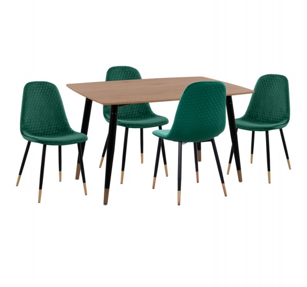 ΣΕΤ ΤΡΑΠΕΖΑΡΙΑΣ 5ΤΜΧ ALIZA HM11196.03 MDF TOP-ΒΕΛΟΥΔΟ ΚΥΠΑΡΙΣΣΙ & ΜΕΤΑΛΛΟ ΜΑΥΡΟ