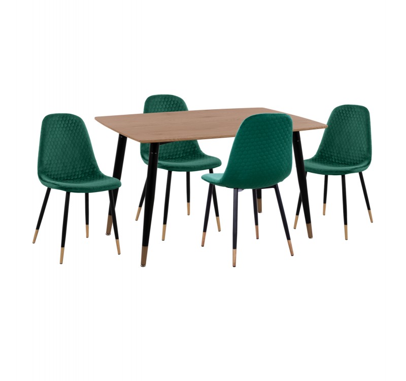 ΣΕΤ ΤΡΑΠΕΖΑΡΙΑΣ 5ΤΜΧ ALIZA HM11196.03 MDF TOP-ΒΕΛΟΥΔΟ ΚΥΠΑΡΙΣΣΙ & ΜΕΤΑΛΛΟ ΜΑΥΡΟ