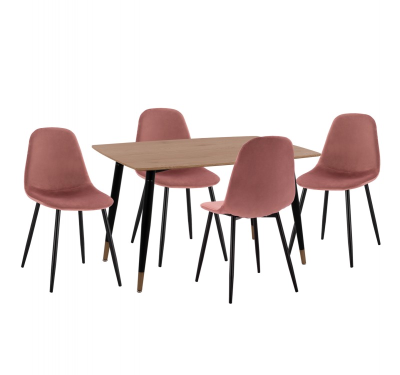 ΣΕΤ ΤΡΑΠΕΖΑΡΙΑΣ 5ΤΜΧ ALIZA HM21201 MDF TOP-ΒΕΛΟΥΔΟ ΣΑΠΙΟ ΜΗΛΟ & ΜΕΤΑΛΛΟ ΜΑΥΡΟ