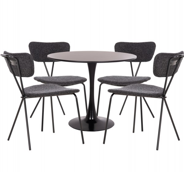 ΣΕΤ ΤΡΑΠΕΖΑΡΙΑΣ 5ΤΜΧ BROLIN HM21200 MDF TOP & ΜΕΤΑΛΛΟ ΜΑΥΡΟ-ΣΚΟΥΡΟ ΓΚΡΙ ΥΦΑΣΜΑ
