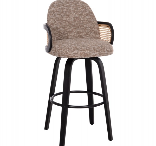 ΣΚΑΜΠΟ ΜΠΑΡ ΠΕΡΙΣΤΡΕΦΟΜΕΝΟ BECKER HM18251.03 PLYWOOD ΜΑΥΡΟ--ΚΑΦΕ ΥΦΑΣΜΑ 50x52x100Υ