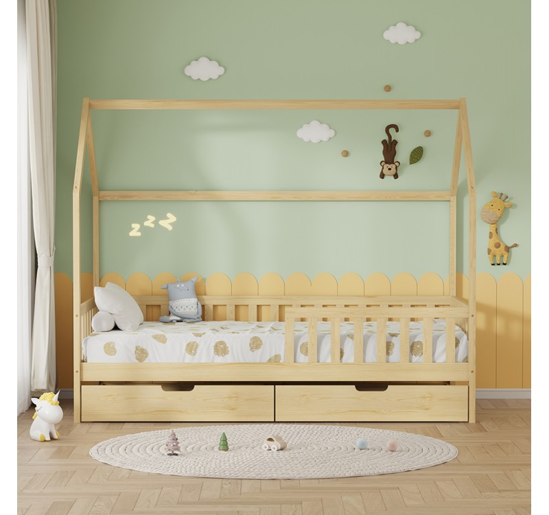 ΚΡΕΒΑΤΙ ΠΑΙΔΙΚΟ ΜΕ ΣΥΡΤΑΡΙΑ PHYLLIS HM724.01 τ.MONTESSORI ΦΥΣΙΚΟ 196x97x161Υεκ.