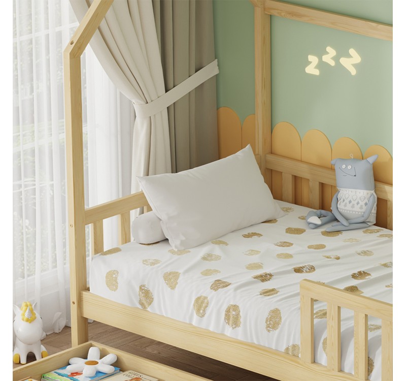 ΚΡΕΒΑΤΙ ΠΑΙΔΙΚΟ ΜΕ ΣΥΡΤΑΡΙΑ PHYLLIS HM724.01 τ.MONTESSORI ΦΥΣΙΚΟ 196x97x161Υεκ.
