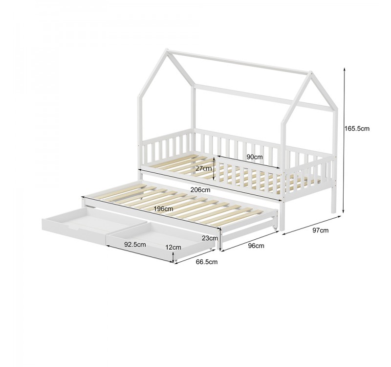 ΠΑΙΔΙΚΟ ΚΡΕΒΑΤΙ 3 ΣΕ 1 PHYLLIS HM723.03 ΞΥΛΟ ΠΕΥΚΟΥ ΛΕΥΚΟ 206x97x166Υεκ.