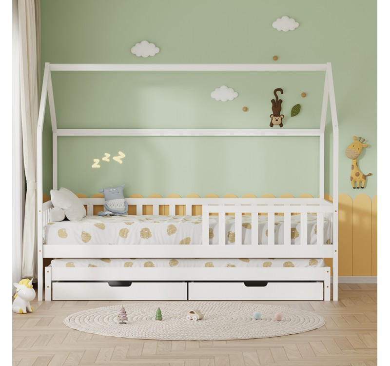 ΠΑΙΔΙΚΟ ΚΡΕΒΑΤΙ 3 ΣΕ 1 PHYLLIS HM723.03 ΞΥΛΟ ΠΕΥΚΟΥ ΛΕΥΚΟ 206x97x166Υεκ.