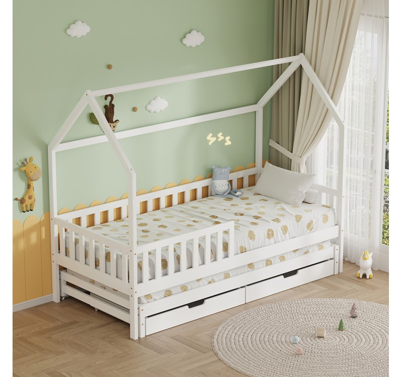 ΠΑΙΔΙΚΟ ΚΡΕΒΑΤΙ 3 ΣΕ 1 PHYLLIS HM723.03 ΞΥΛΟ ΠΕΥΚΟΥ ΛΕΥΚΟ 206x97x166Υεκ.