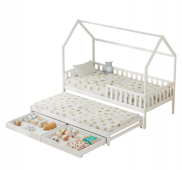 ΠΑΙΔΙΚΟ ΚΡΕΒΑΤΙ 3 ΣΕ 1 PHYLLIS HM723.03 ΞΥΛΟ ΠΕΥΚΟΥ ΛΕΥΚΟ 206x97x166Υεκ.