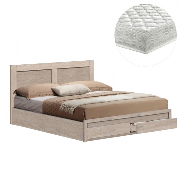 ΚΡΕΒΑΤΙ ΔΙΠΛΟ ΜΕ ΣΥΡΤΑΡΙΑ & ΣΤΡΩΜΑ CAPRI HM21169 ΜΕΛΑΜΙΝΗ SONAMA--ΓΙΑ 150x200εκ