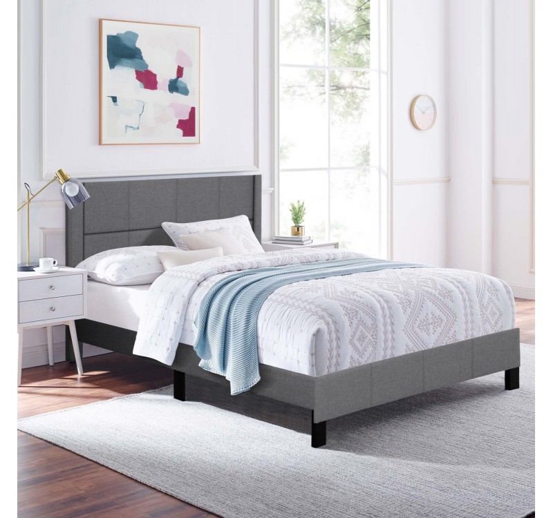 ΚΡΕΒΑΤΙ ΔΙΠΛΟ & ΣΤΡΩΜΑ TRILLOP HM21202.12 ΓΚΡΙ ΥΦΑΣΜΑ--ΓΙΑ 160x200εκ