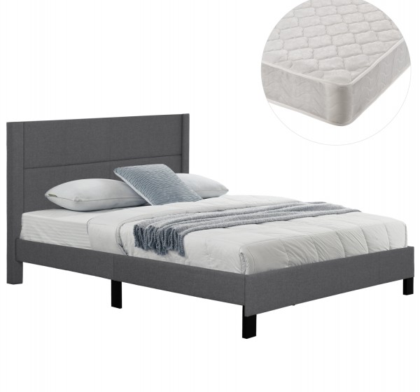 ΚΡΕΒΑΤΙ ΔΙΠΛΟ & ΣΤΡΩΜΑ TRILLOP HM21202.12 ΓΚΡΙ ΥΦΑΣΜΑ--ΓΙΑ 160x200εκ