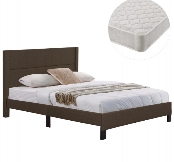 ΚΡΕΒΑΤΙ ΔΙΠΛΟ & ΣΤΡΩΜΑ TRILLOP HM21202.13 ΚΑΦΕ ΥΦΑΣΜΑ--ΓΙΑ 160x200εκ