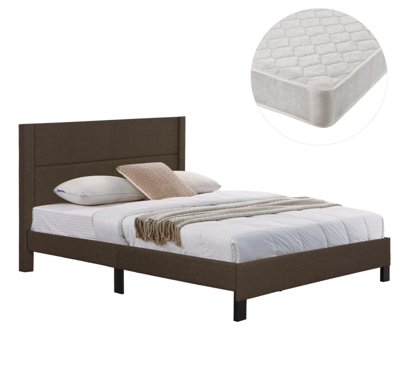 ΚΡΕΒΑΤΙ ΔΙΠΛΟ & ΣΤΡΩΜΑ TRILLOP HM21202.13 ΚΑΦΕ ΥΦΑΣΜΑ--ΓΙΑ 160x200εκ