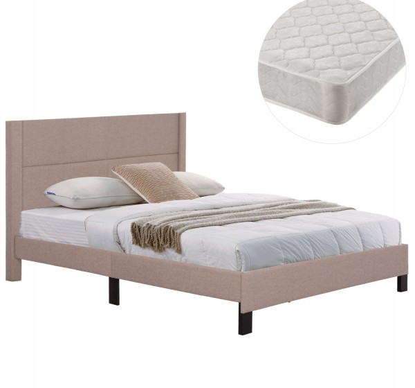 ΚΡΕΒΑΤΙ ΔΙΠΛΟ & ΣΤΡΩΜΑ TRILLOP HM21202.15 ΜΠΕΖ ΥΦΑΣΜΑ--ΓΙΑ 160x200εκ