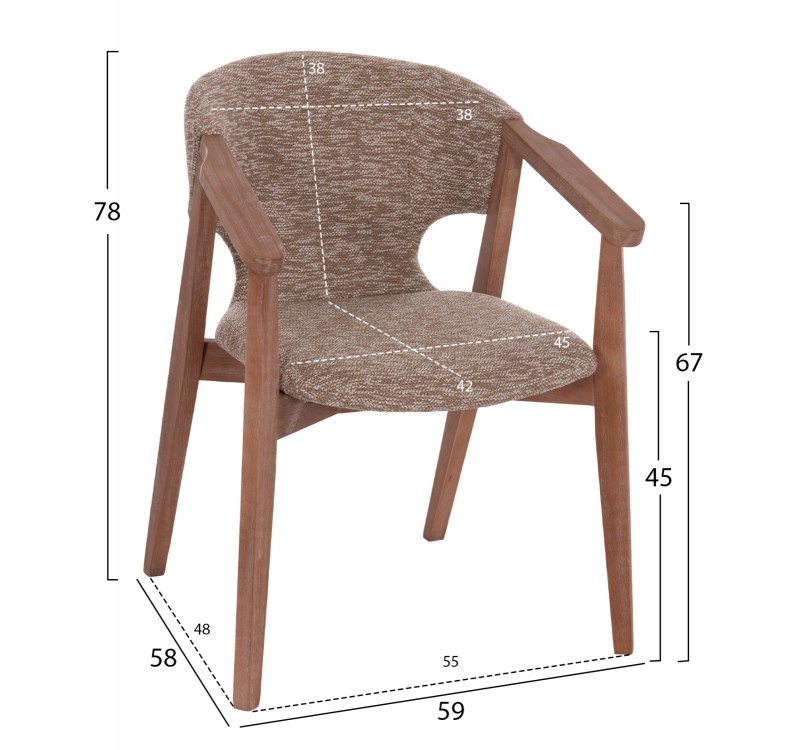 ΠΟΛΥΘΡΟΝΑ YEGER HM9995.03 ΞΥΛΟ ΟΞΙΑΣ ΣΕ WHITEWASH-ΚΑΦΕ ΥΦΑΣΜΑ 59x58x78Υεκ.