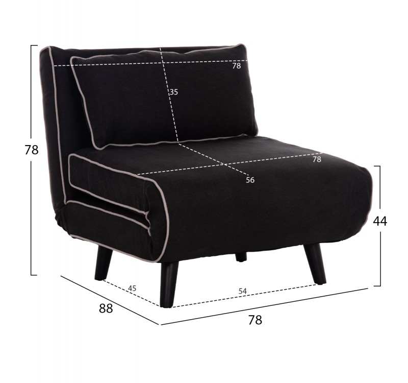 ΠΟΛΥΘΡΟΝΑ ΚΡΕΒΑΤΙ BRAXTON HM8425.03 ΜΑΥΡΟ ΥΦΑΣΜΑ 78x88x78Υεκ.