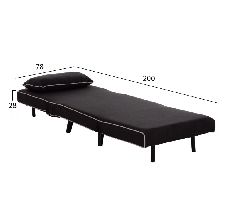 ΠΟΛΥΘΡΟΝΑ ΚΡΕΒΑΤΙ BRAXTON HM8425.03 ΜΑΥΡΟ ΥΦΑΣΜΑ 78x88x78Υεκ.