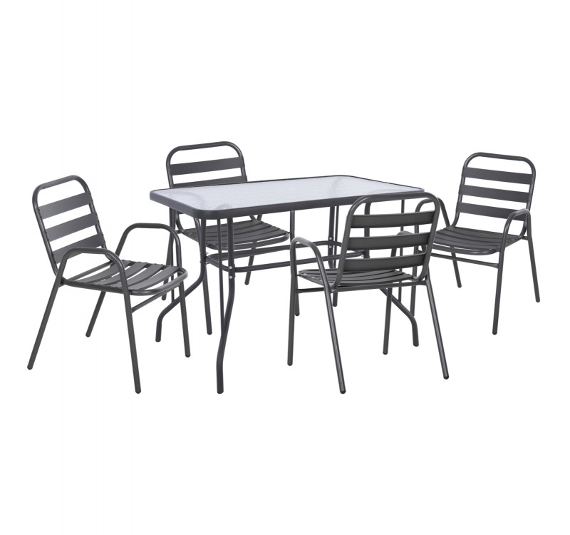 ΣΕΤ ΤΡΑΠΕΖΑΡΙΑΣ 5ΤΜΧ ADAM HM21219 ΚΑΡΕΚΛΕΣ ΜΕΤΑΛΛΙΚΕΣ & ΤΡΑΠΕΖΙ 110x60 ΓΚΡΙ