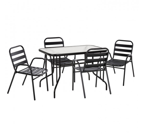 ΣΕΤ ΤΡΑΠΕΖΑΡΙΑΣ 5ΤΜΧ ADAM HM21219.01 ΚΑΡΕΚΛΕΣ ΜΕΤΑΛΛΙΚΕΣ & ΤΡΑΠΕΖΙ 110x60 ΜΑΥΡΟ