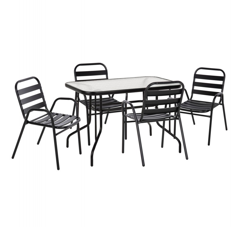 ΣΕΤ ΤΡΑΠΕΖΑΡΙΑΣ 5ΤΜΧ ADAM HM21219.01 ΚΑΡΕΚΛΕΣ ΜΕΤΑΛΛΙΚΕΣ & ΤΡΑΠΕΖΙ 110x60 ΜΑΥΡΟ