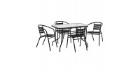 ΣΕΤ ΤΡΑΠΕΖΑΡΙΑΣ 5ΤΜΧ ADAM HM21220.03 ΚΑΡΕΚΛΕΣ ΜΕΤΑΛΛΙΚΕΣ & ΤΡΑΠΕΖΙ 110x60 ΜΑΥΡΟ