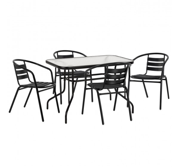 ΣΕΤ ΤΡΑΠΕΖΑΡΙΑΣ 5ΤΜΧ ADAM HM21220.03 ΚΑΡΕΚΛΕΣ ΜΕΤΑΛΛΙΚΕΣ & ΤΡΑΠΕΖΙ 110x60 ΜΑΥΡΟ