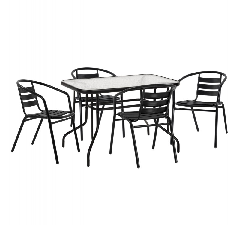 ΣΕΤ ΤΡΑΠΕΖΑΡΙΑΣ 5ΤΜΧ ADAM HM21220.03 ΚΑΡΕΚΛΕΣ ΜΕΤΑΛΛΙΚΕΣ & ΤΡΑΠΕΖΙ 110x60 ΜΑΥΡΟ