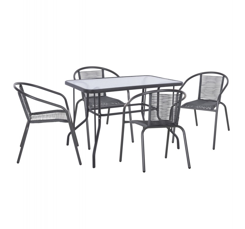 ΣΕΤ ΤΡΑΠΕΖΑΡΙΑΣ 5ΤΜΧ SWIFTER HM21222 ΚΑΡΕΚΛΕΣ ΜΕΤΑΛΙΚΕΣ & ΤΡΑΠΕΖΙ 110x60 ΓΚΡΙ