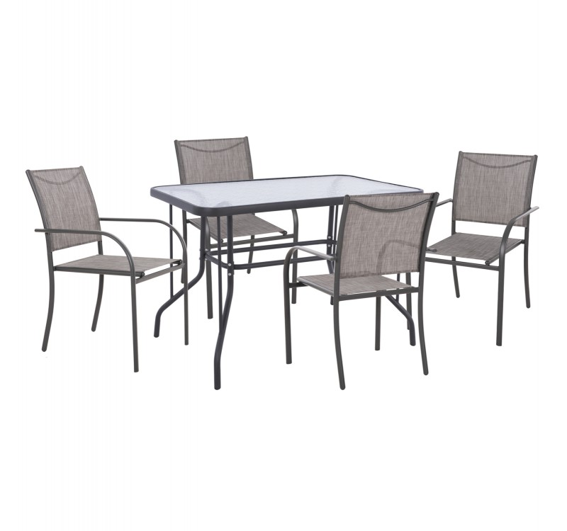 ΣΕΤ ΤΡΑΠΕΖΑΡΙΑΣ 5ΤΜΧ REDAN HM21223 ΤΡΑΠΕΖΙ & 4 ΠΟΛΥΘΡΟΝΕΣ ΣΕ ΓΚΡΙ