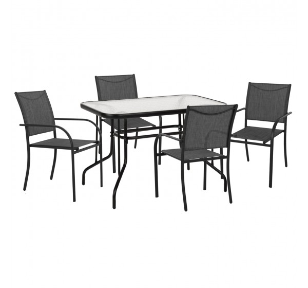 ΣΕΤ ΤΡΑΠΕΖΑΡΙΑΣ 5ΤΜΧ REDAN HM21223.01 ΤΡΑΠΕΖΙ & 4 ΠΟΛΥΘΡΟΝΕΣ ΣΕ ΜΑΥΡΟ