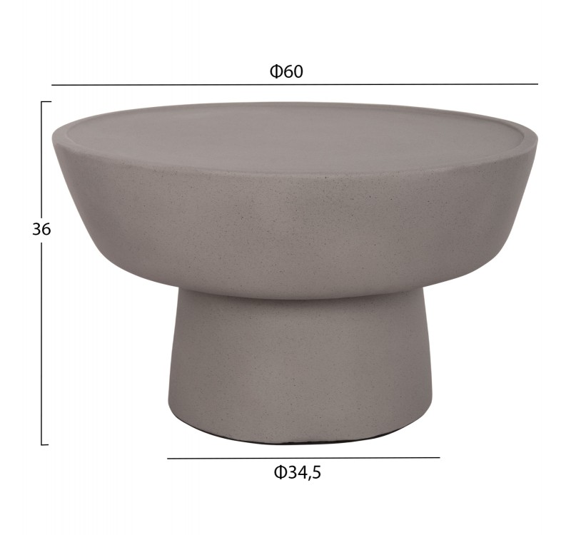 ΤΡΑΠΕΖΙ ΣΑΛΟΝΙΟΥ PIRSON HM18155.03 FIBER CEMENT ΣΕ ΓΚΡΙ--Φ60x36Υεκ.