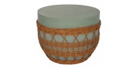 ΤΡΑΠΕΖΙ ΣΑΛΟΝΙΟΥ VILHENA HM18165 FIBER CEMENT ΠΡΑΣΙΝΟ-RATTAN ΦΥΣΙΚΟ Φ56x47Υεκ.