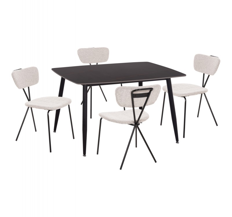ΣΕΤ ΤΡΑΠΕΖΑΡΙΑΣ 5ΤΜΧ RAVEN HM21067.02 ΚΕΡΑΜΙΚΟ TOP ΜΑΥΡΟ ΜΑΡΜΑΡΟ--ΜΕΤΑΛΛΟ