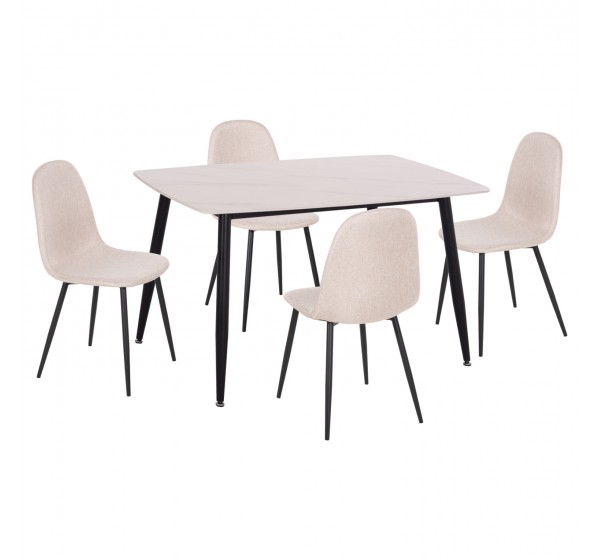 ΣΕΤ ΤΡΑΠΕΖΑΡΙΑΣ 5ΤΜΧ RAVEN HM21068.01 ΚΕΡΑΜΙΚΟ TOP ΛΕΥΚΟ ΜΑΡΜΑΡΟ--ΜΠΕΖ ΥΦΑΣΜΑ